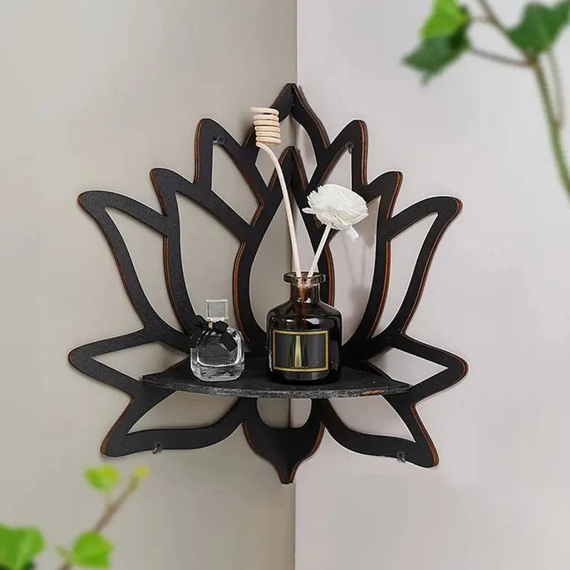Lotus-shaped decorative wooden shelf