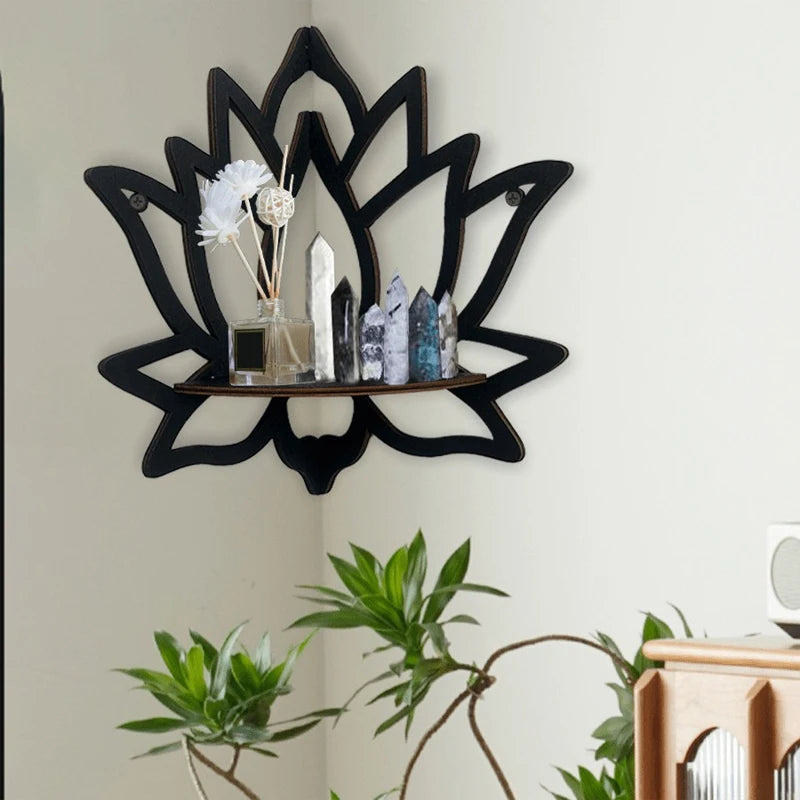 Lotus-shaped decorative wooden shelf