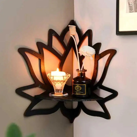 Lotus-shaped decorative wooden shelf