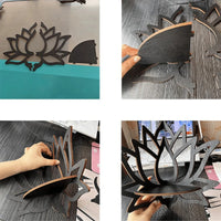 Lotus-shaped decorative wooden shelf